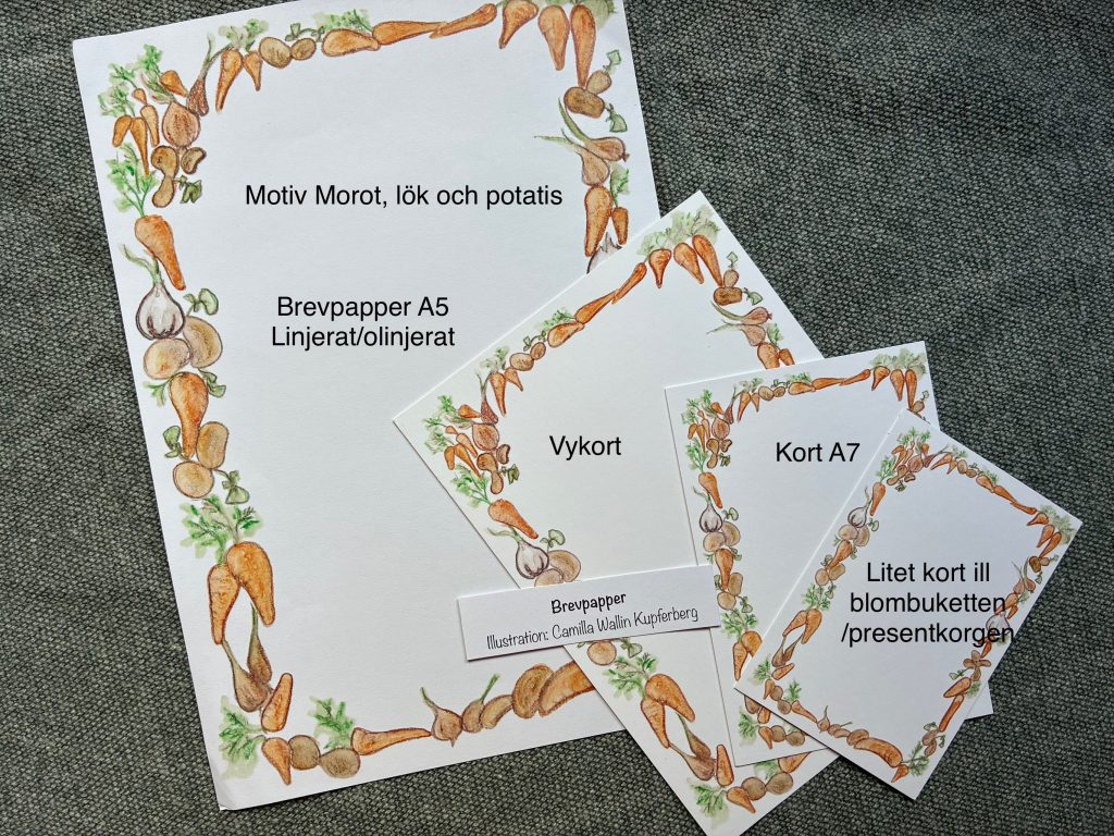 Kort och brevpapper morot och lök