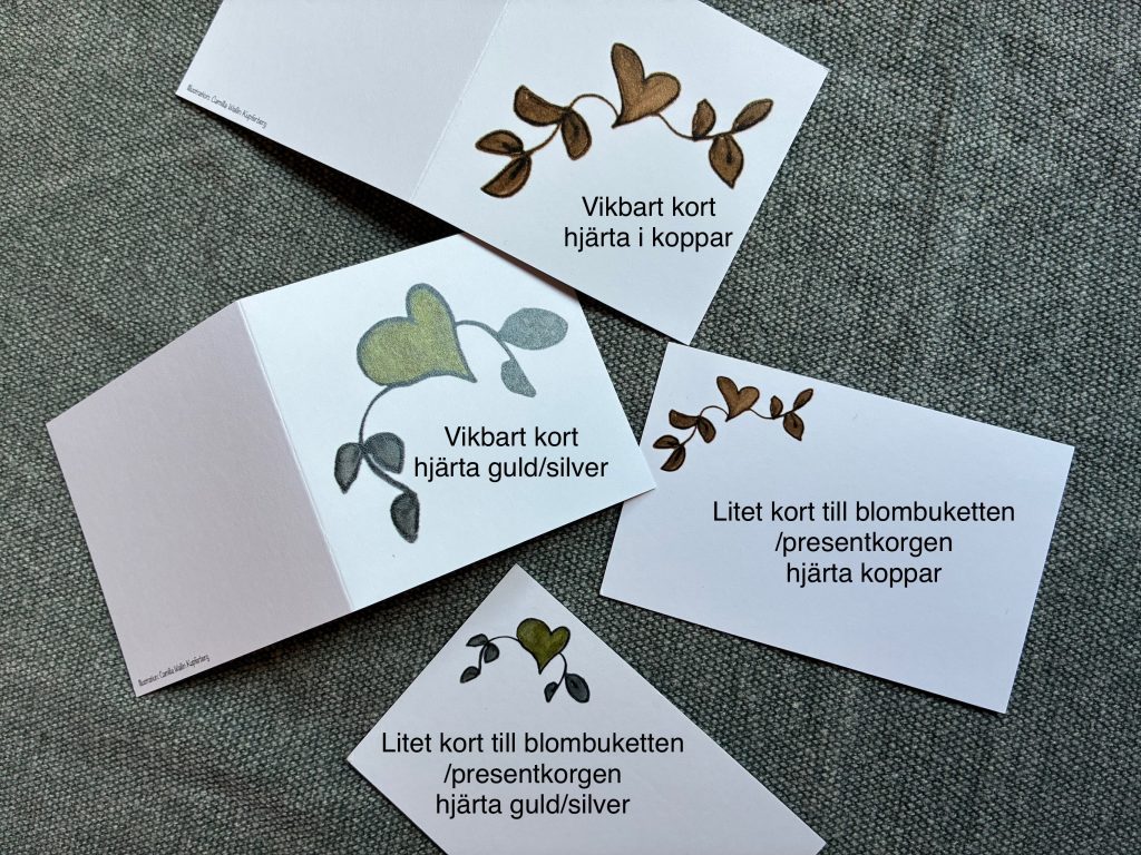 Kort med motiv av hjärtan